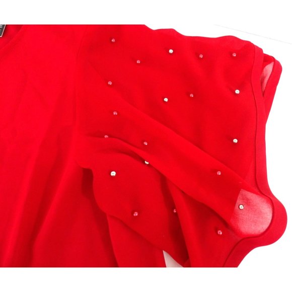 Women's Red Pull Over Blouse with Butterfly Sleeves Large NWT - Picture 3 of 4